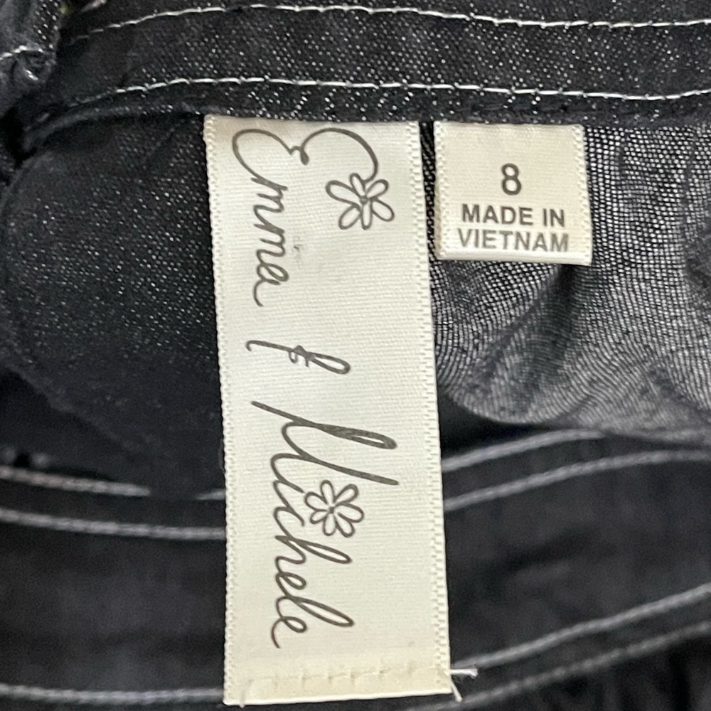 Emma & Michele Dark Denim Belted Midi Sleeveless Dress Casual Summer Size 8 - Picture 14 of 15